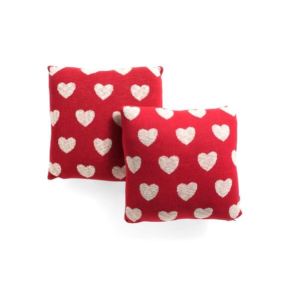LOVE LETTERS 20x20 Heart Pillow Red and White Valentine's Home Decor NEW - Picture 1 of 2